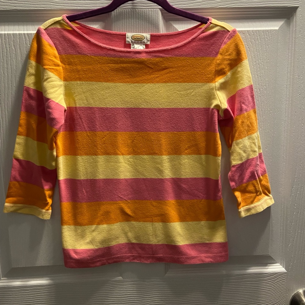 Talbots Pink and Orange Striped Top